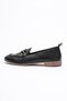 Women's Genuine Leather Ballerinas Black Demira with Gold Accessories - 4