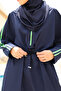 Hayaa+ Blue with Green Stripes Extra Long Full Coverage Muslim Burkini Swimwear - 3