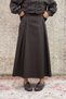 Brown Pleated Gabardine Skirt - 6
