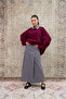 Gray Striped Plaid Pleated Skirt - 6