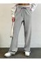 Women's Gray High Waist Lace-Up Loose Fit Palazzo Jogger Basic Sports Pants