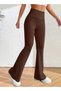 Women's Brown Spanish Leg Opening Diving Fabric High Waist Recovery Leggings Pants - 2