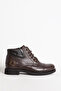 Men's Thick Sole Zippered Casual Boots Genuine Leather Br 07124 Brown