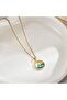 Steel Gold Color Ocean Style Zircon Stone Blue Whale Necklace - 2