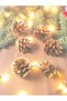 6-Piece Gold Color Real Pine Cone Christmas Tree and Decoration Ornament – 4 cm - 3