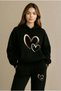 Heart Printed Unisex Women/Men Hooded Oversize Bottom/Up Tracksuit Set