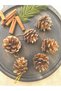 6-Piece Gold Color Real Pine Cone Christmas Tree and Decoration Ornament – 4 cm - 4