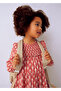 Girl's Red Patterned Dress (4-10 Years) – Long Sleeve, Crew Neck, Cotton Lining - 2