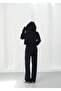Liva Navy Blue Hooded Cardigan and Sweatpants Thick Bottom-Top Set - 7