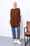 Brown Crew Neck Mercerized Knitwear Tunic - 2