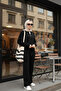 Black - Women's Top and Bottom Set - Camisole Bomber Jacket and Pants - 2