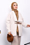Beige Belt Detailed Cashmere Coat - 3
