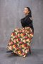 Black and Red Floral Gabardine Balloon Skirt - 5
