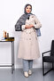 Quilted Coat with Stone Belt and Pocket Detail