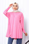 Pink Crew Neck Mercerized Knitwear Tunic
