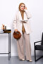 Beige Belt Detailed Cashmere Coat - 2
