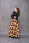 Black and Red Floral Gabardine Balloon Skirt - 7