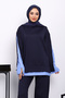 Navy Blue Shirt with Garnished Scuba Sweat Pants - 3