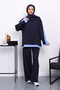 Navy Blue Shirt with Garnished Scuba Sweat Pants - 2