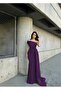 One-Shoulder Design Purple Evening Dress with Train Detail 684 - 3