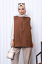 Brown Quilted Lined Vest