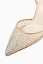 Rada 100 Crystal Stone, Mesh and Satin Slingback Stylish and Elegant High Heel Shoes - 4