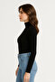 Women's Half Turtleneck Black Body Blouse Slim Fit Lycra - 2