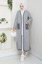 Women's Zebra Patterned Steel Mesh Pocket Knitwear Cardigan Gray - 3