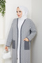 Women's Zebra Patterned Steel Mesh Pocket Knitwear Cardigan Gray - 2
