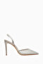 Rada 100 Crystal Stone, Mesh and Satin Slingback Stylish and Elegant High Heel Shoes