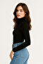 Women's Half Turtleneck Black Body Blouse Slim Fit Lycra