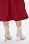 Beige Skin Stretch 8.5 cm Medium Heel Women's Heeled Boots - 6