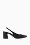 Marcy 65 Crystal Stone, Satin Slingback Block Heel Shoes, Fashionable and Elegant