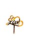 Cake topper Love, Heart pattern, Gold