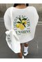 Women's White Lemon Vacation Printed Crew Neck Sweatshirt