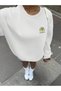 Women's White Lemon Vacation Printed Crew Neck Sweatshirt - 2
