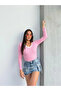 V-Neck Striped Blouse Pink - 3
