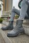 Ch009 Military Men's Sports Casual Lace-Up and Zippered Leather Boots Cst - Anthracite