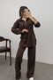 Women's Brown Elastic Waist Zippered Modal Sweat Suit