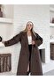Women's Premium Trench Coat Striped Pattern Trend Long Outerwear Trench Coat - 4
