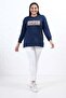 Women's Crew Neck Crystal Fabric Slit Soft Textured Hijab Tunic - 3