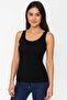 2 Pieces Women's Jacquard Tank Top Wide Strap Black-White 100% Cotton - 6