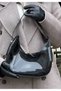 Women's Patent Leather Baguette Zipper Closure Strap Detailed Shoulder Bag Suede Navy Blue - Patent Leather Black - White - 4