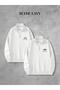 King-Queen Women'S/Men's White 3-Thread Half Zipper Double-Sided Sweatshirt Lover Couple Combination