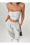 Women's Gray Plus Size Baggy Loose Fit Pants Six Stretchy Comfortable Fabric Sweatpants Shah Modahjn - 4