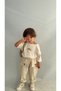 Cream Button-Detailed Gabardine Trousers with Elastic Waistband