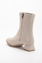 Women's Beige Mid-Seam Boots Zippered Short Heeled Casual Boots 600 - 4