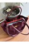 Suede Women's Shoulder Bag with Lock Detail on the Front - 4