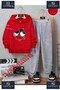 Children's Unisex Printed Hooded Tracksuit Set with Face and Eyes Print
