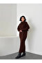 Women's Bitter Brown Scarf, Braided Skirt, Sweater, Scarf 3-Piece Set - 2